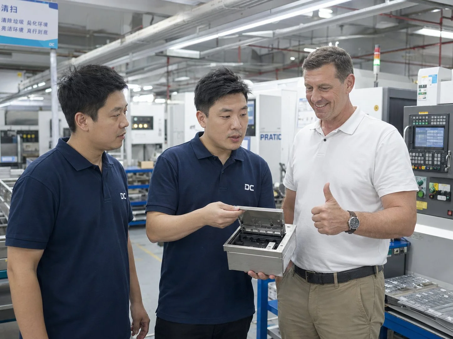 DC Floor Box factory visit with Australian buyer