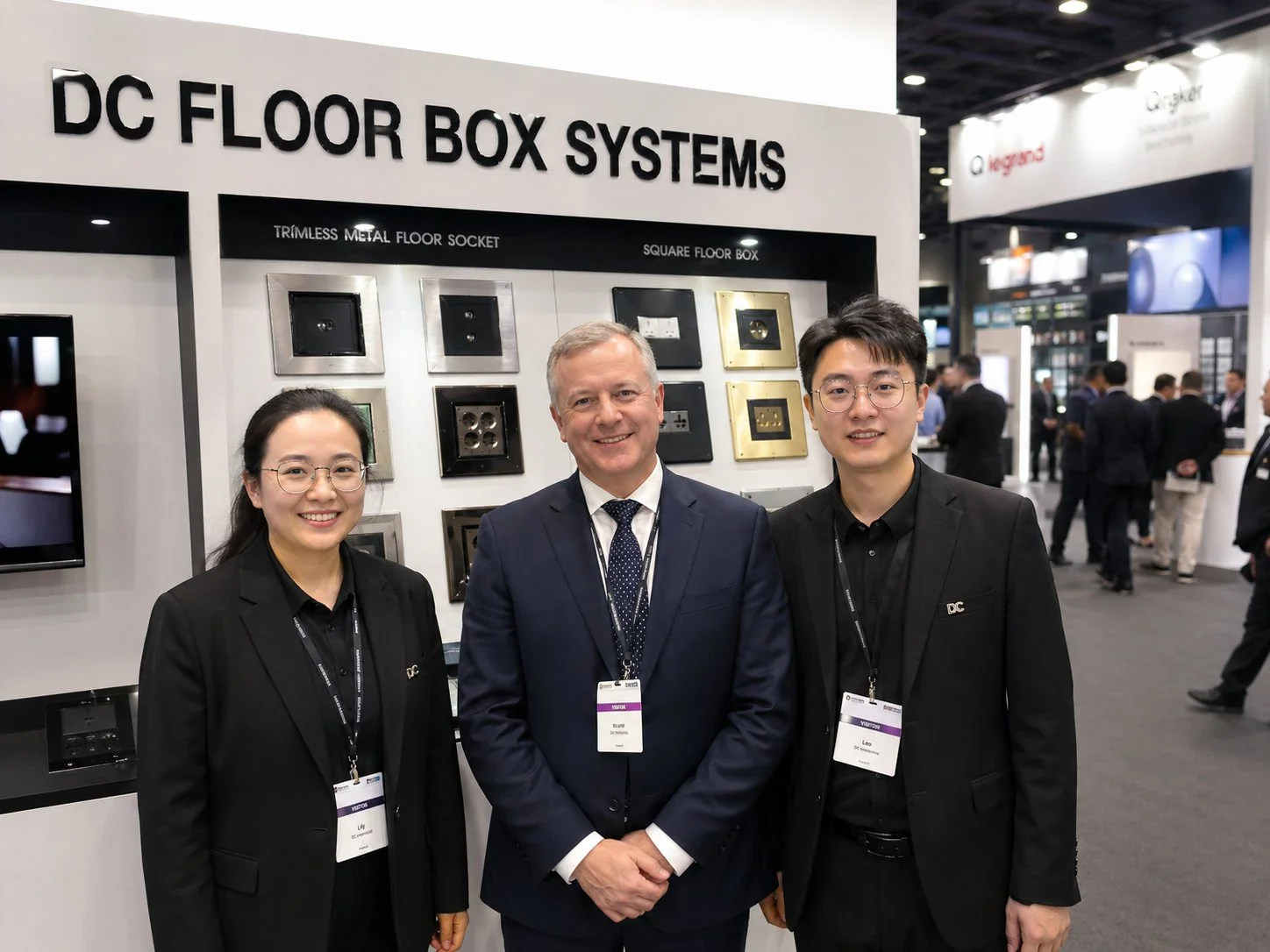 DC Floor Box trade show meeting with UK buyer